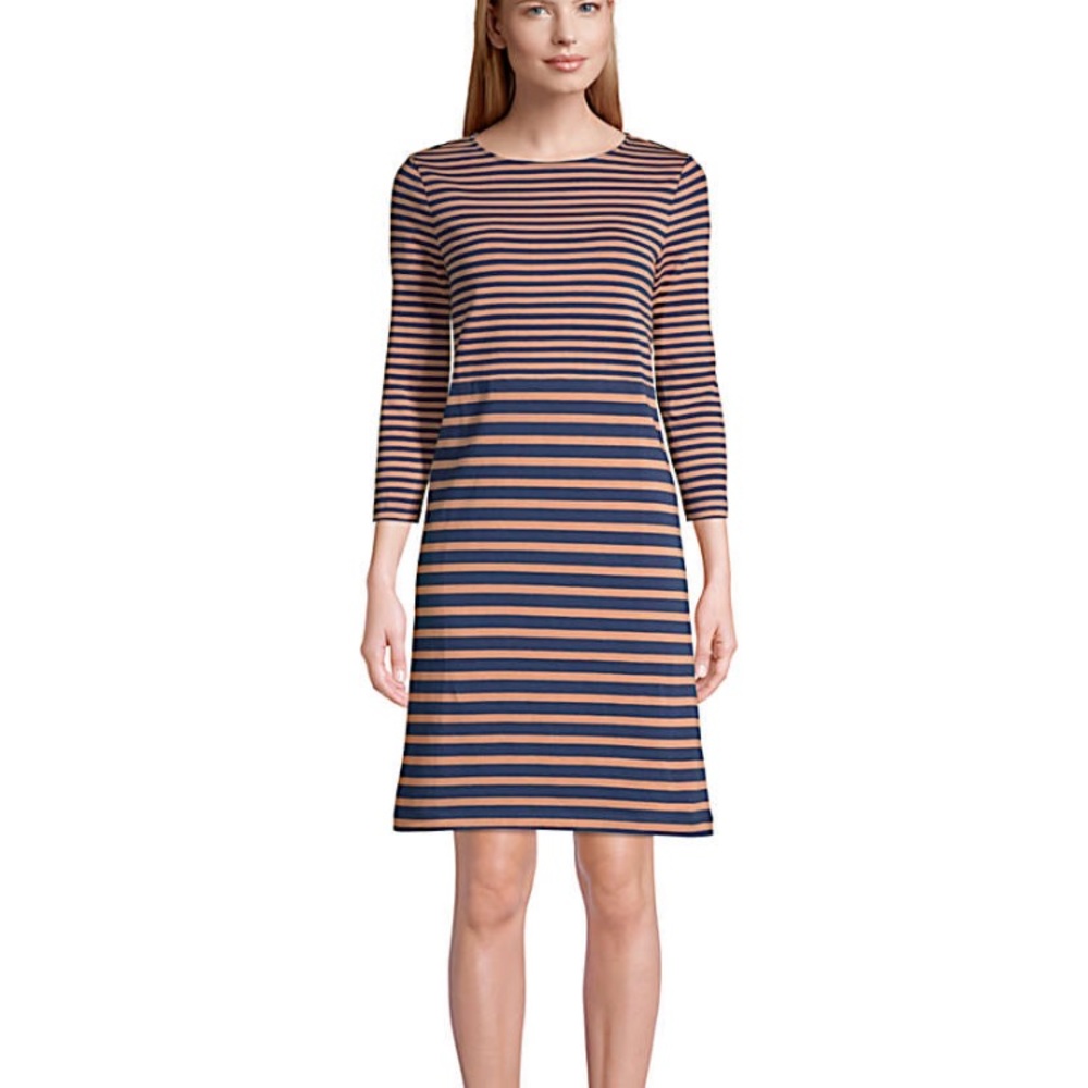 Land’s End Cotton Blend 3/4 Sleeve T-Shirt Dress